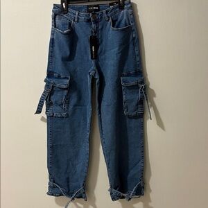 Fashion Nova Blue Cargo Jeans